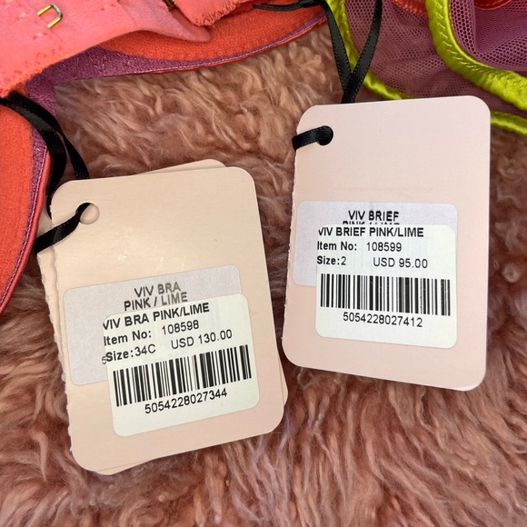 Neon Pink and Lime Green Deadstock NWT Agent Provocateur “Viv” Set - Picture 3 of 7